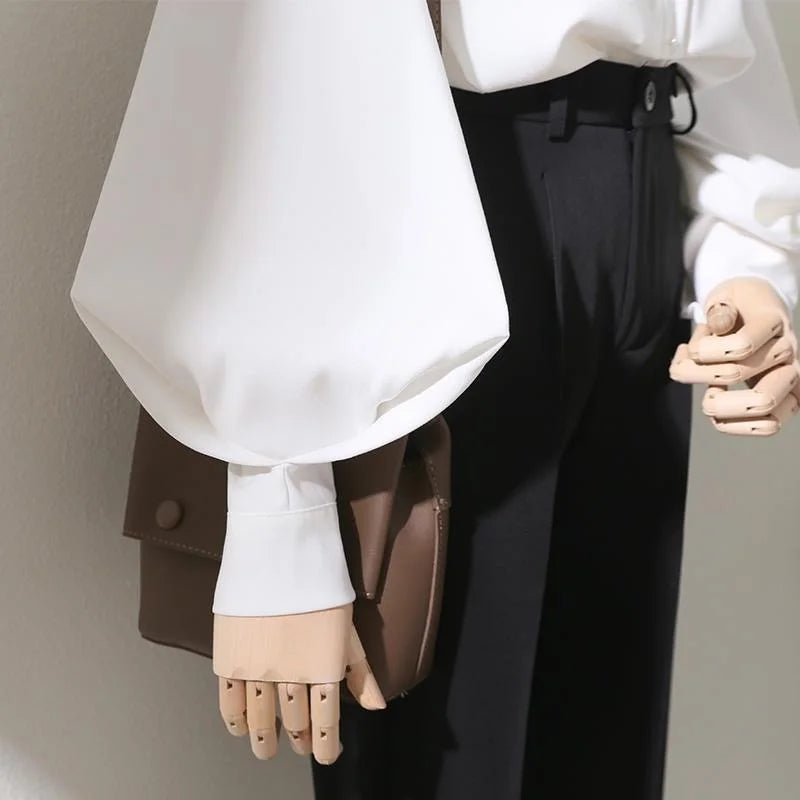 Women's Stand Collar Long Sleeve Blouse