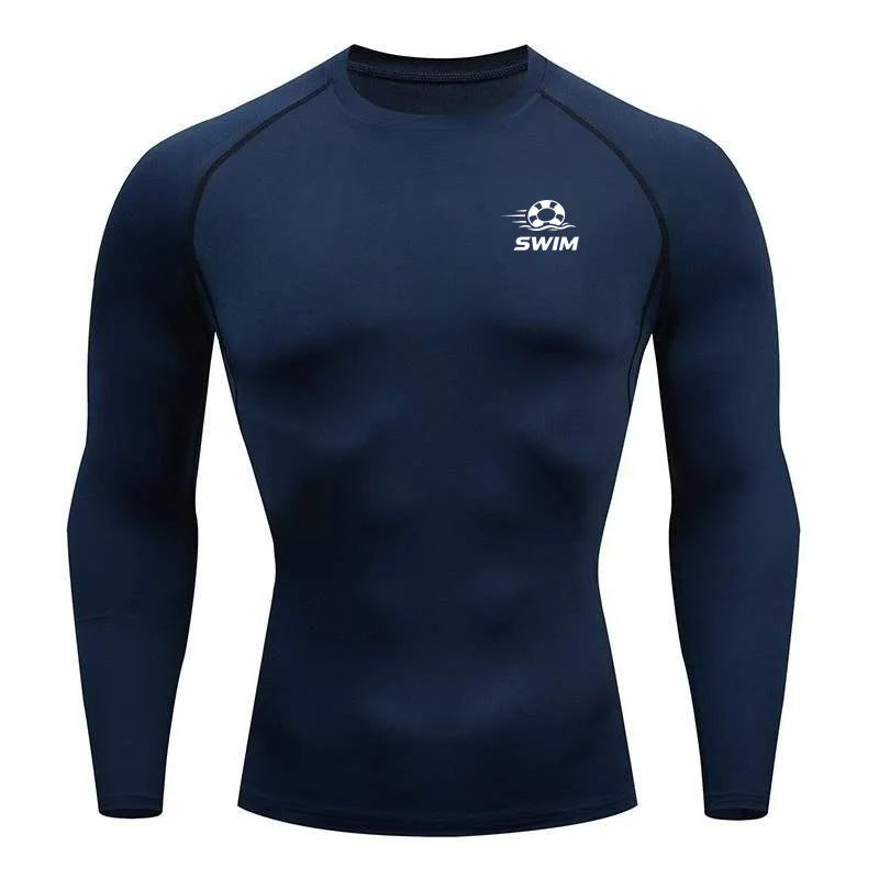 Men's Printed Long Sleeve Rash Guard for Swimming and Surfing