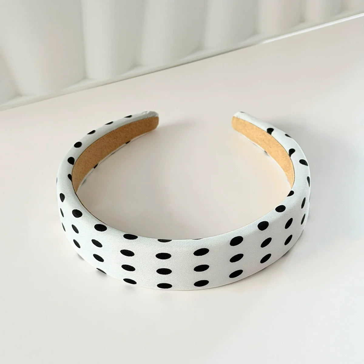 Polka Dot and Button Style Fabric Headband for Hair Styling