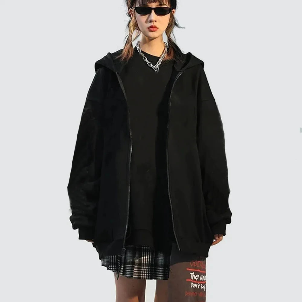 Long Sleeve Full Zip Casual Hooded Sweatshirt for Layering