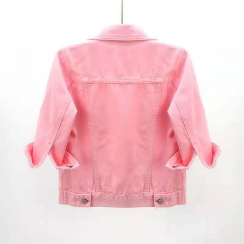 Women's Cotton Denim Three-Quarter-Sleeve Jacket