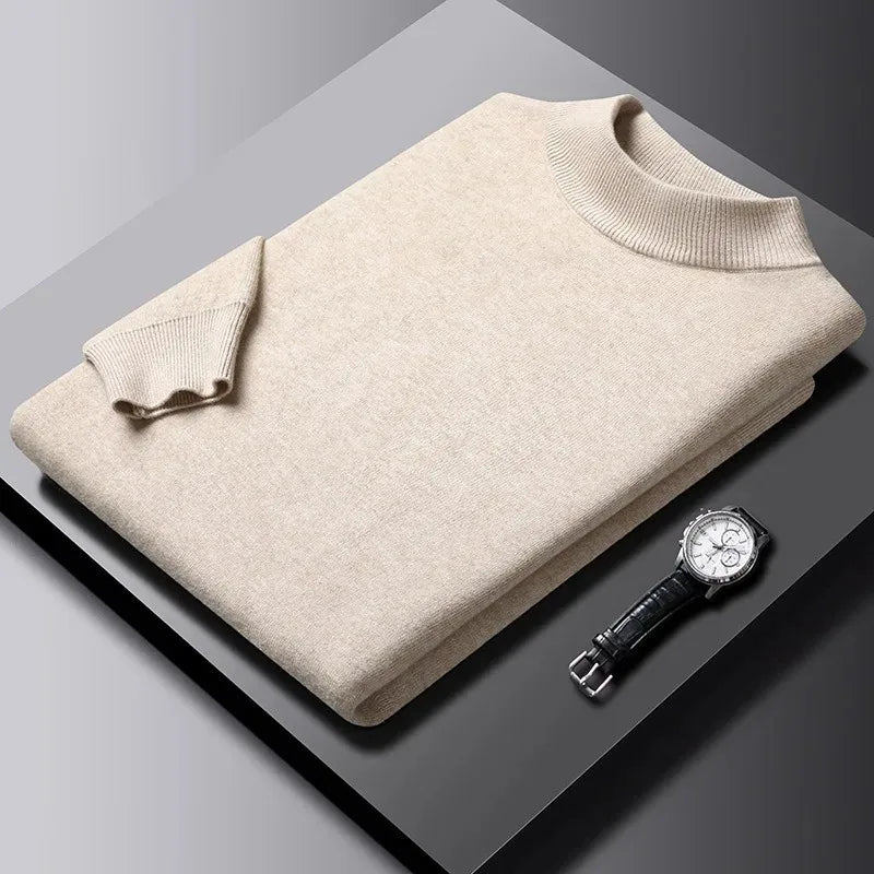 Men's Mock Neck Long Sleeve Knit Sweater