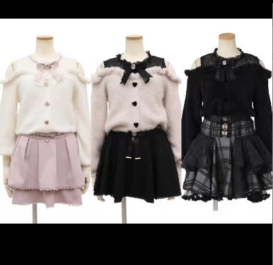 Women's Off Shoulder Button Front Bow Detail Cardigan