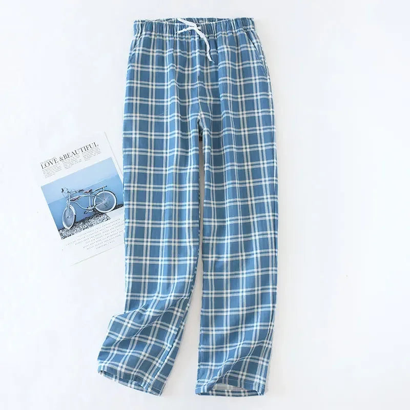 Plaid Drawstring Pajama Bottoms with Long and Short Styles