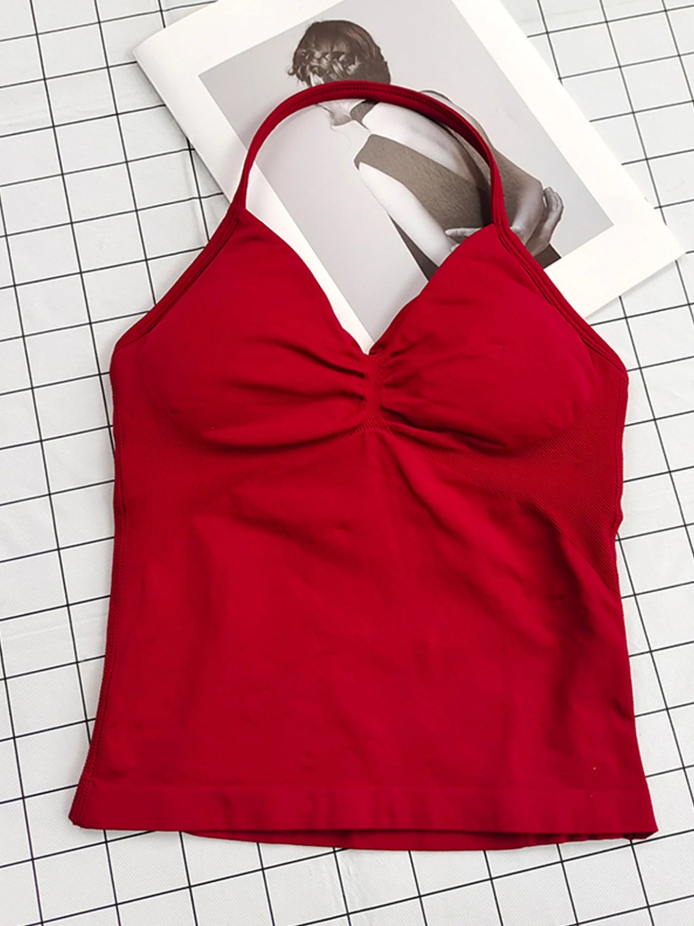 Women's Ruched Halter Neck Sports Bra