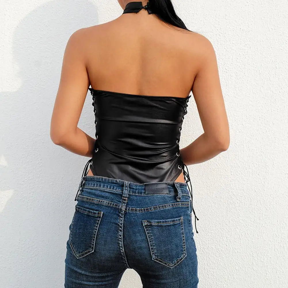 Side Lace-Up Halter One-Piece Swimsuit