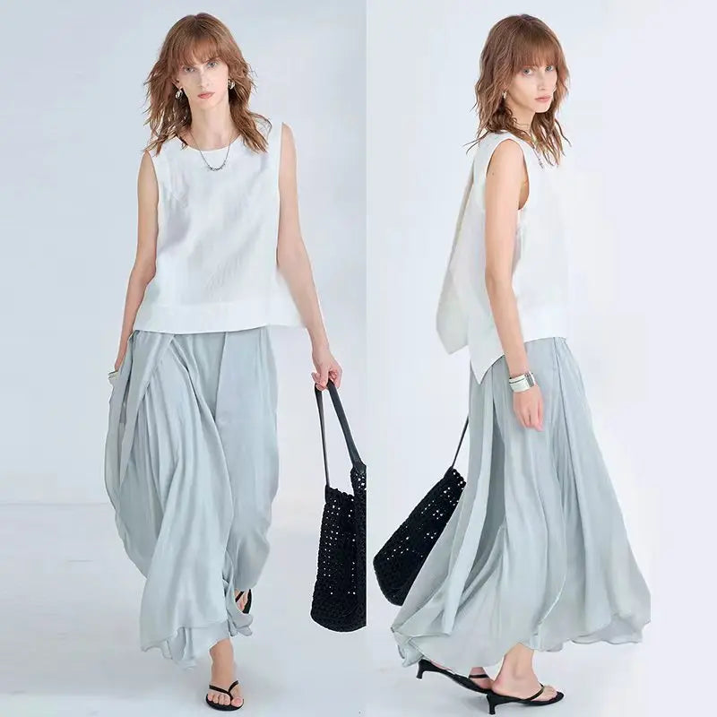 Women's Linen-Lyocell Sleeveless Relaxed Tank Top with Button Detail for Summer Outfits