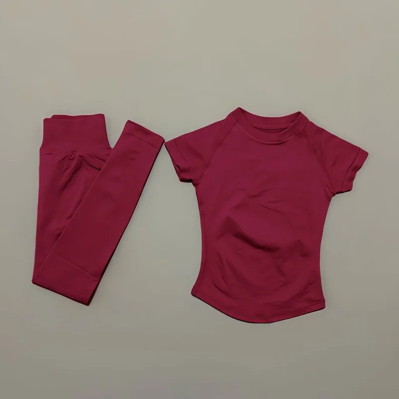 Women's Tee And Leggings Yoga Set For Workout Outfits