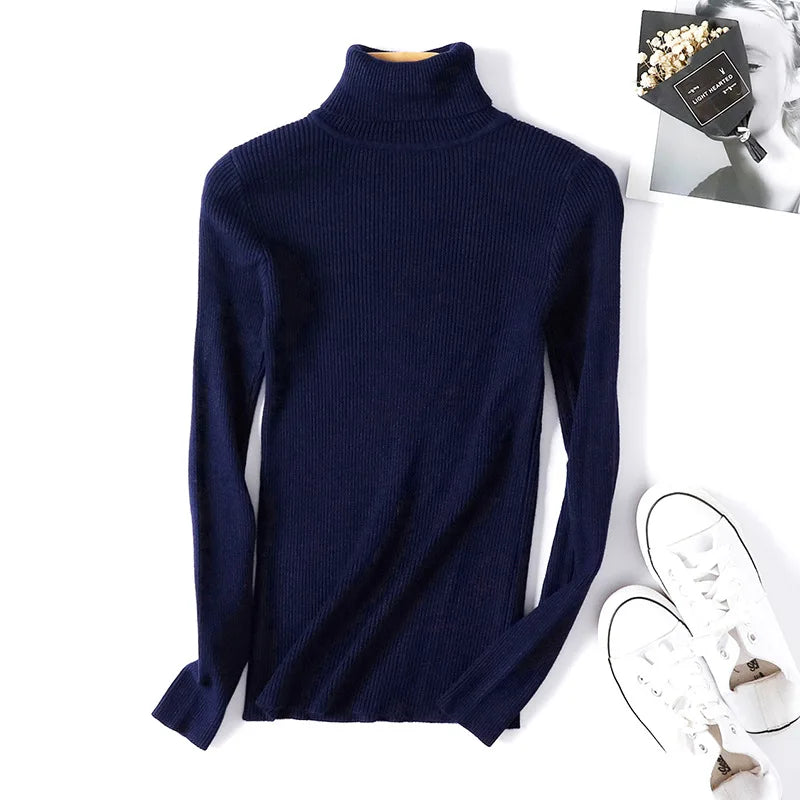 Women's Ribbed Mock Neck Long Sleeve Sweater Casual Knit Layer