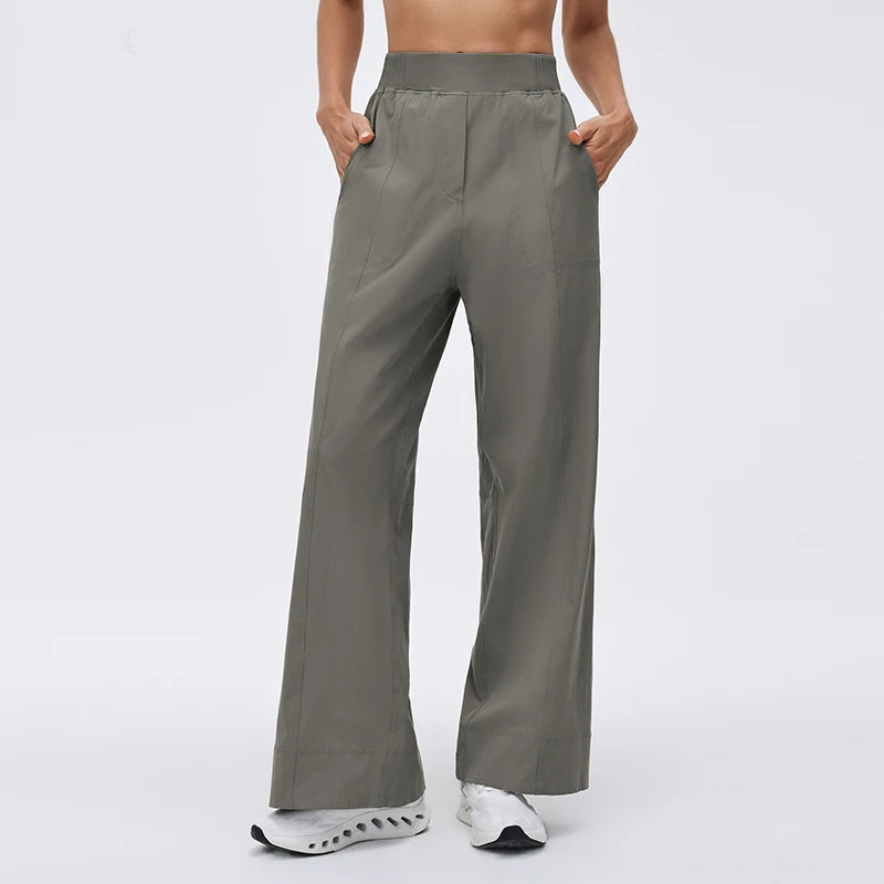 Women's High Waist Nylon Blend Cropped Wide Leg Pants for Yoga
