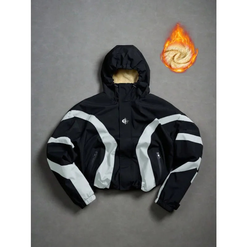 Hooded Long Sleeve Full Zip Casual Streetwear Jacket