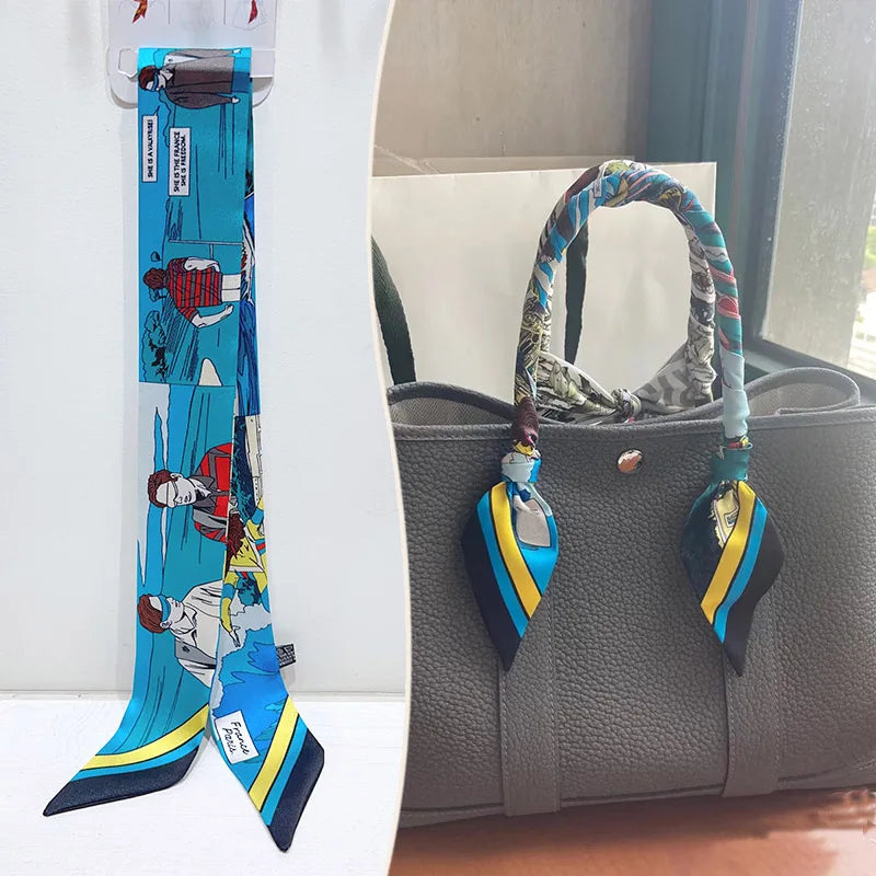 Printed Skinny Scarf for Neck and Bag Handle Styling