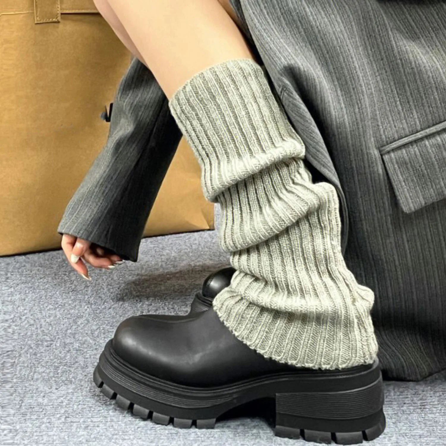 Flared Knit Leg Warmers with Slouchy Long Shape