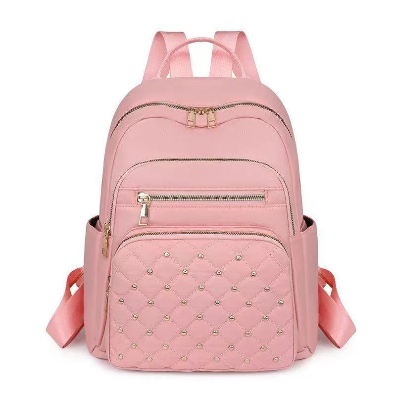 Quilted Front Backpack with Stud Details and Adjustable Shoulder Carry Straps