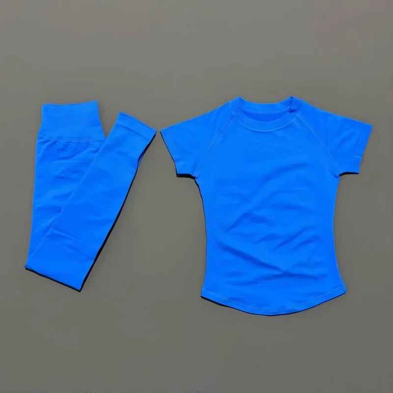 Women's Tee And Leggings Yoga Set For Workout Outfits