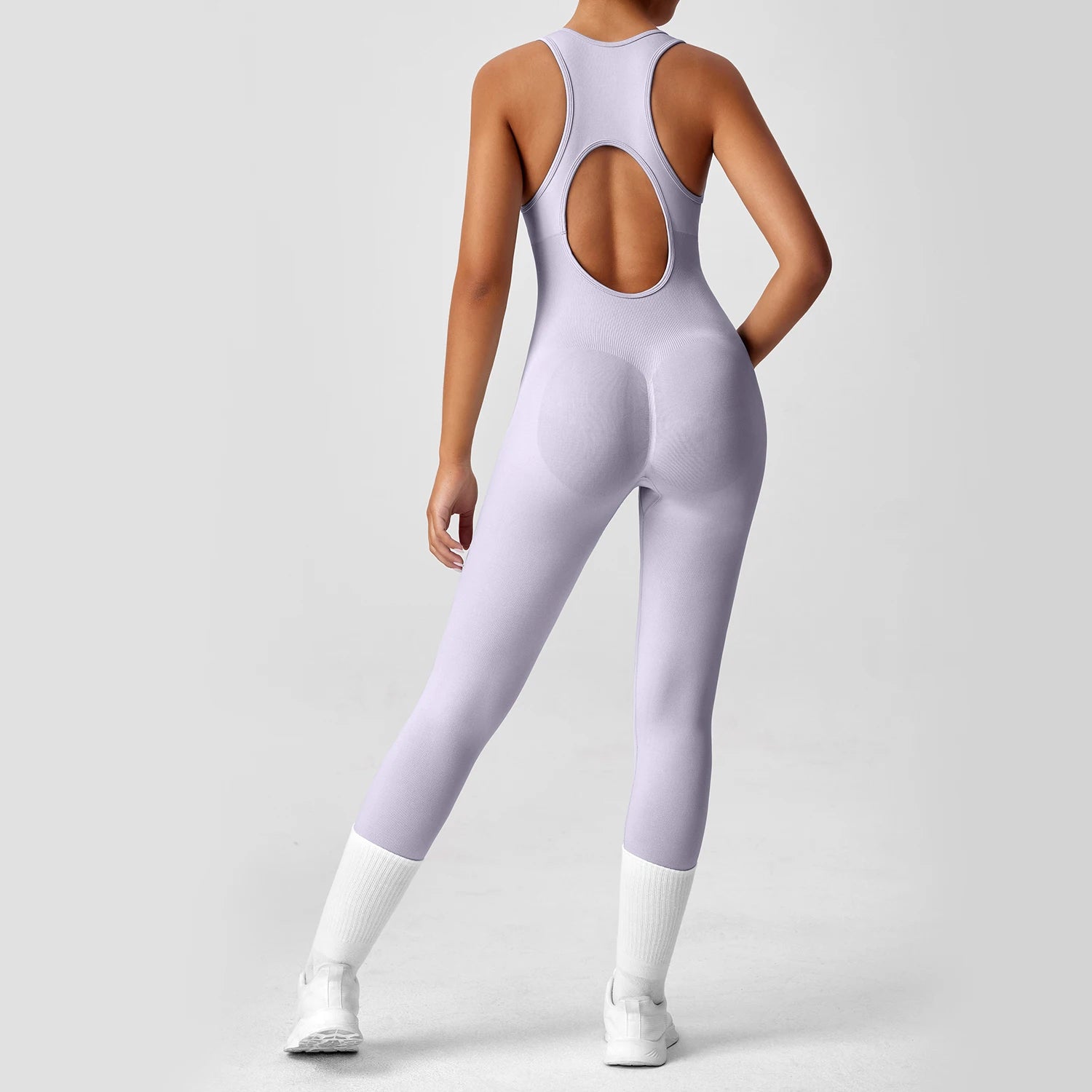 Women's Sleeveless Front Zip Cropped Leg Workout Jumpsuit