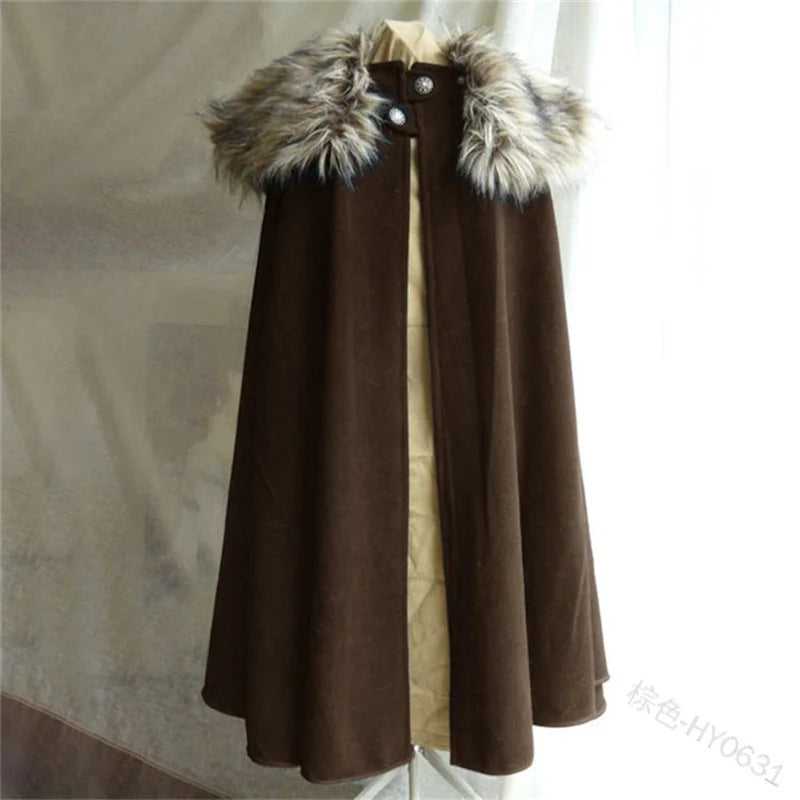 Long Plush Collar Cape for Layering over Outfits