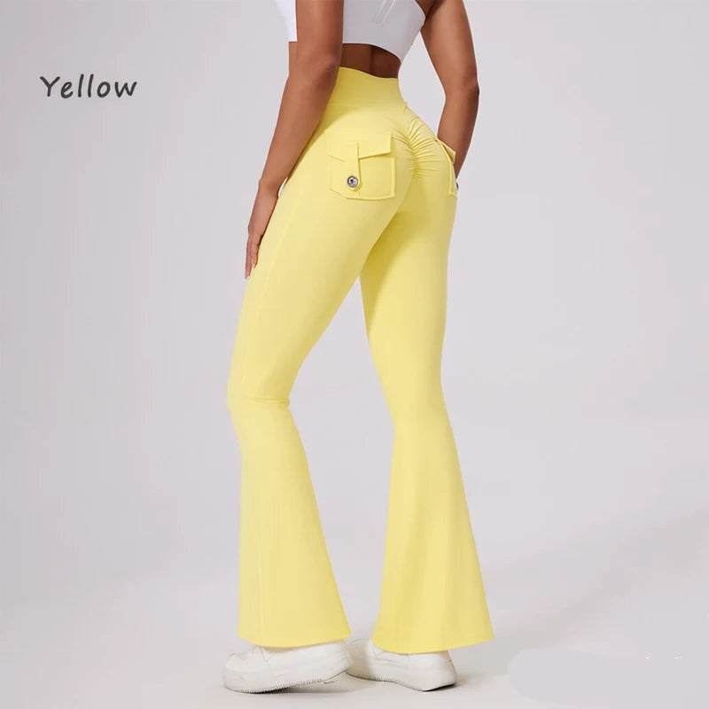 Women's Back Pocket Flared Leggings For Workout Outfits