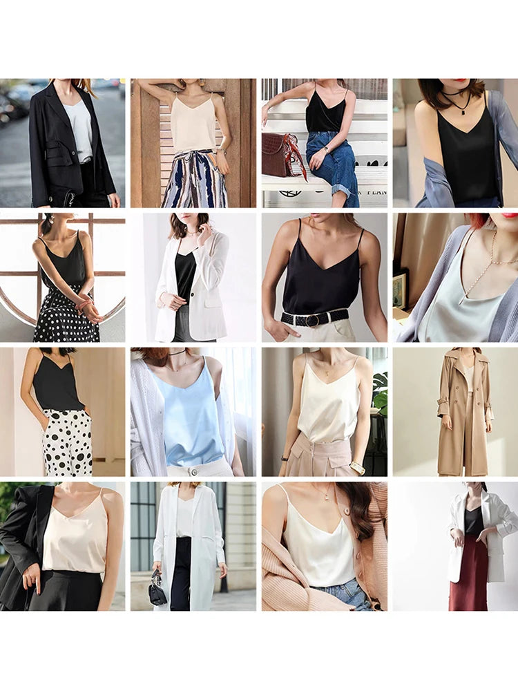 Women's V-Neck Camisole with Thin Shoulder Straps and a Relaxed Drape