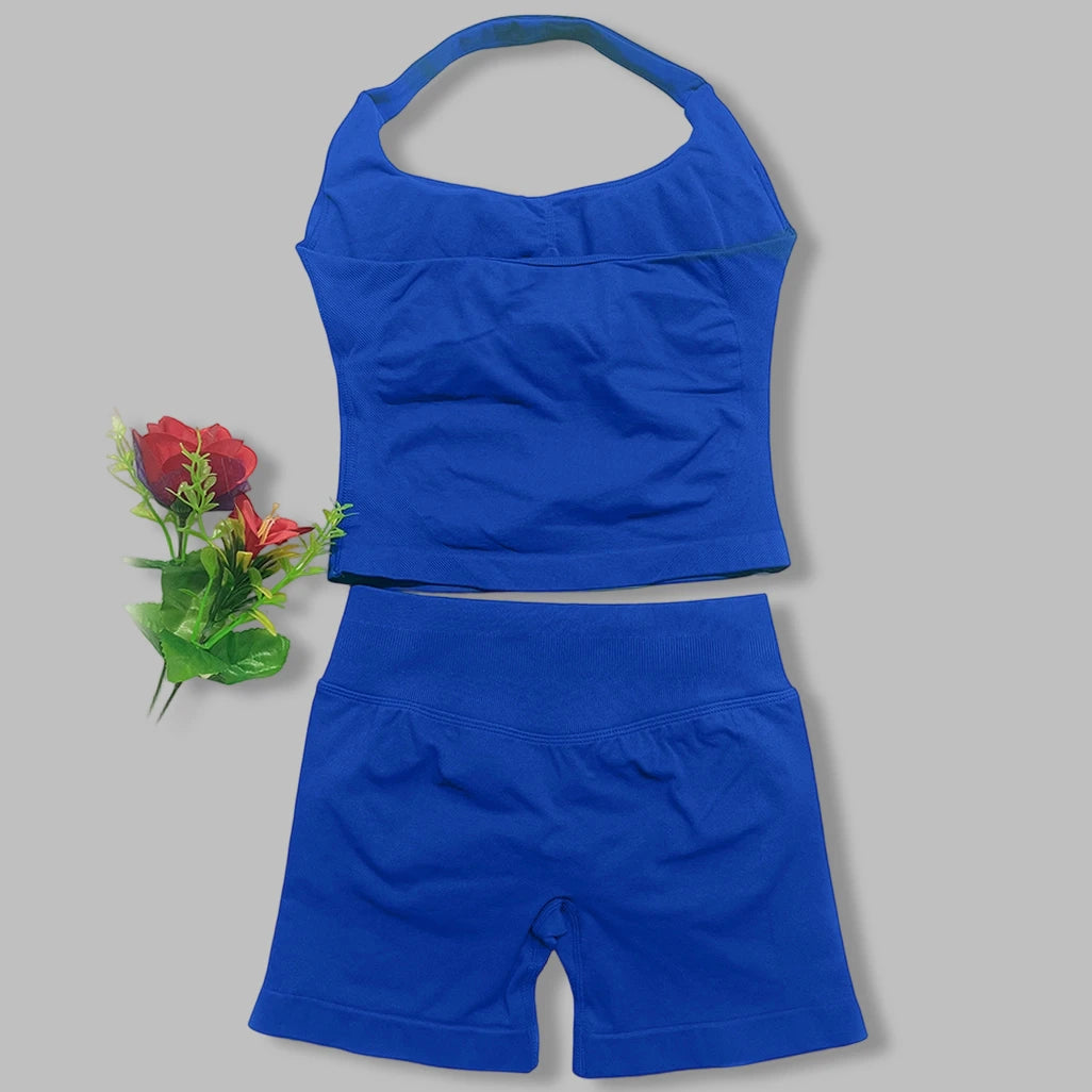 Women's Halter Tank And Shorts Yoga Set For Workout Outfits