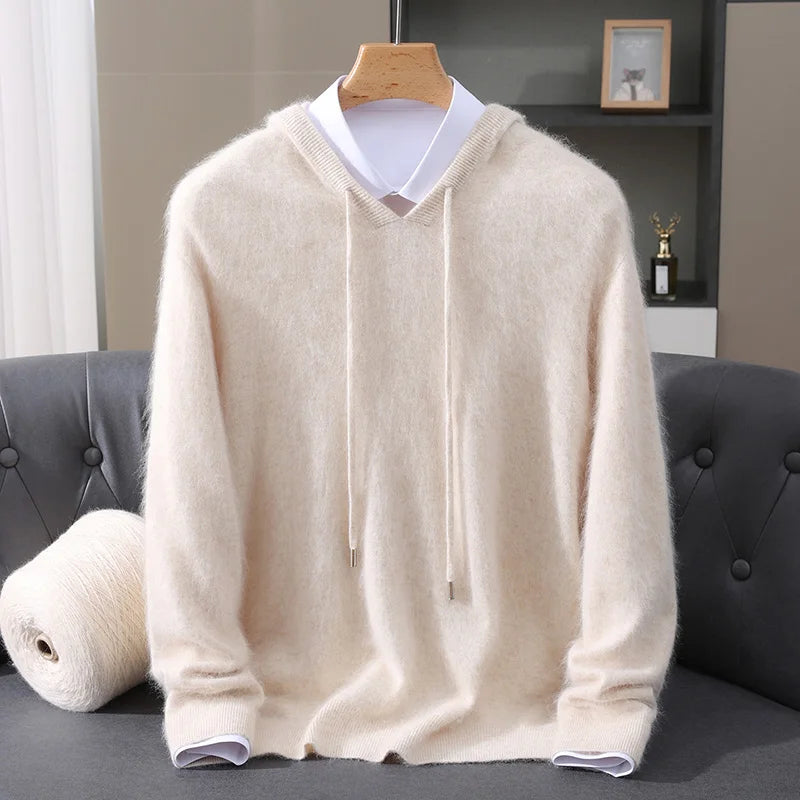 Men's Hooded Long-Sleeve Knit Pullover Sweater