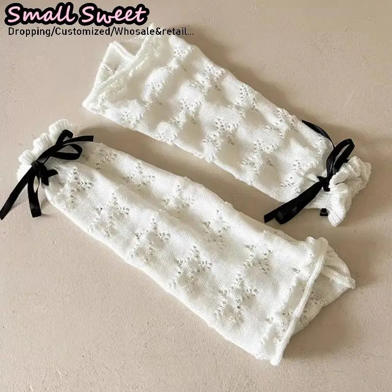 Flared Ruffle Leg Warmers with Bow and Pom Details