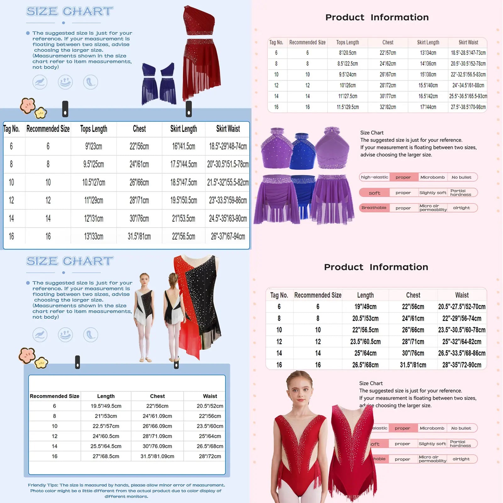 Girls' Lyrical Dance Costume Styles with Rhinestones and Skirted Outfit Options