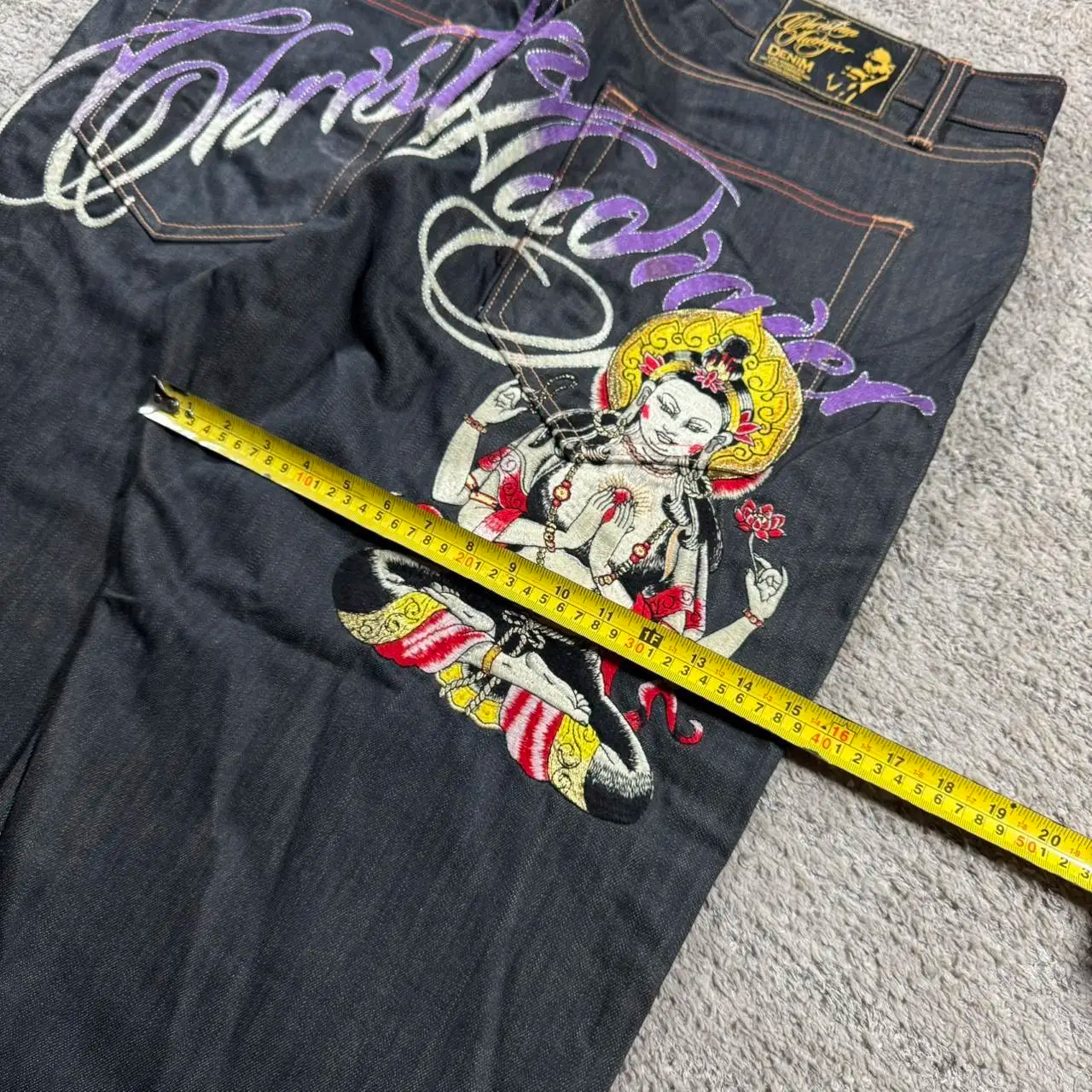 Women's Buddha Statue Graphic Back Denim Jeans For Everyday Outfits