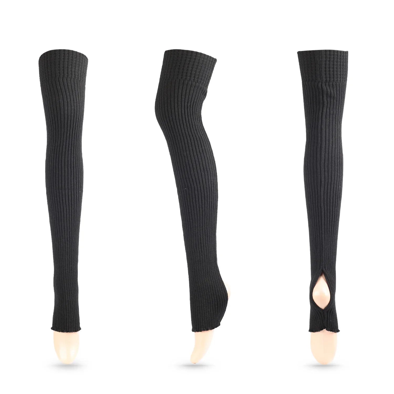 Long Ribbed Ballet Leg Warmers with Stirrup Openings