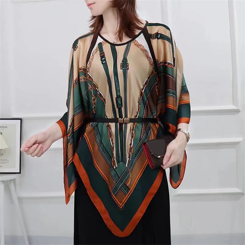 Printed Sheer Beach Poncho for Layering over Outfits