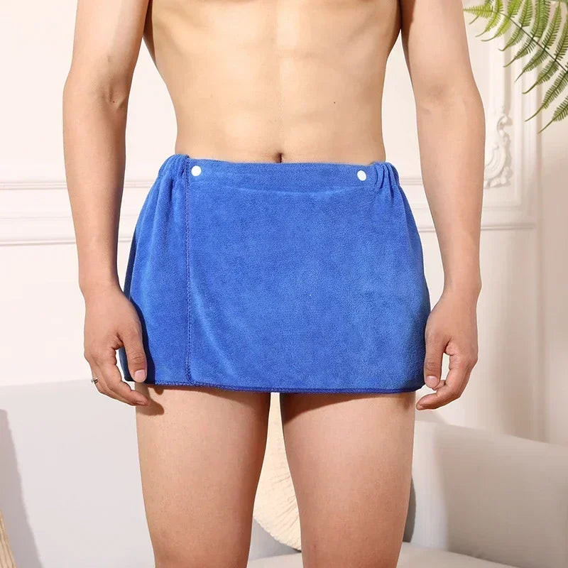 Men's Towel Texture Short Wrap Around Lounge Bath Skirt
