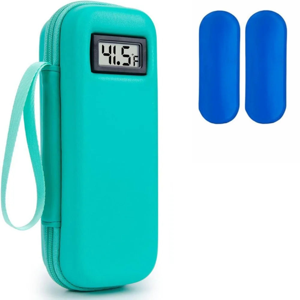 Insulin Cooler Travel Case °C/°F Waterproof Insulin Cooling Bag with Thermometer Display Medicine Organizer Bag for Diabetics