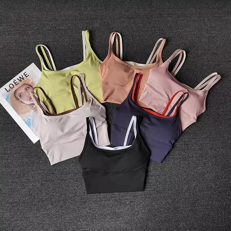 Women's Contrast Double Strap Cropped Tank Top