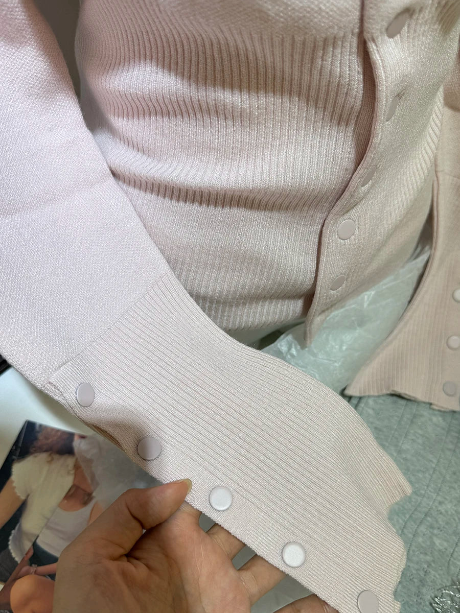 Women's Crew Neck Button Front Cardigan Casual Knit Layer