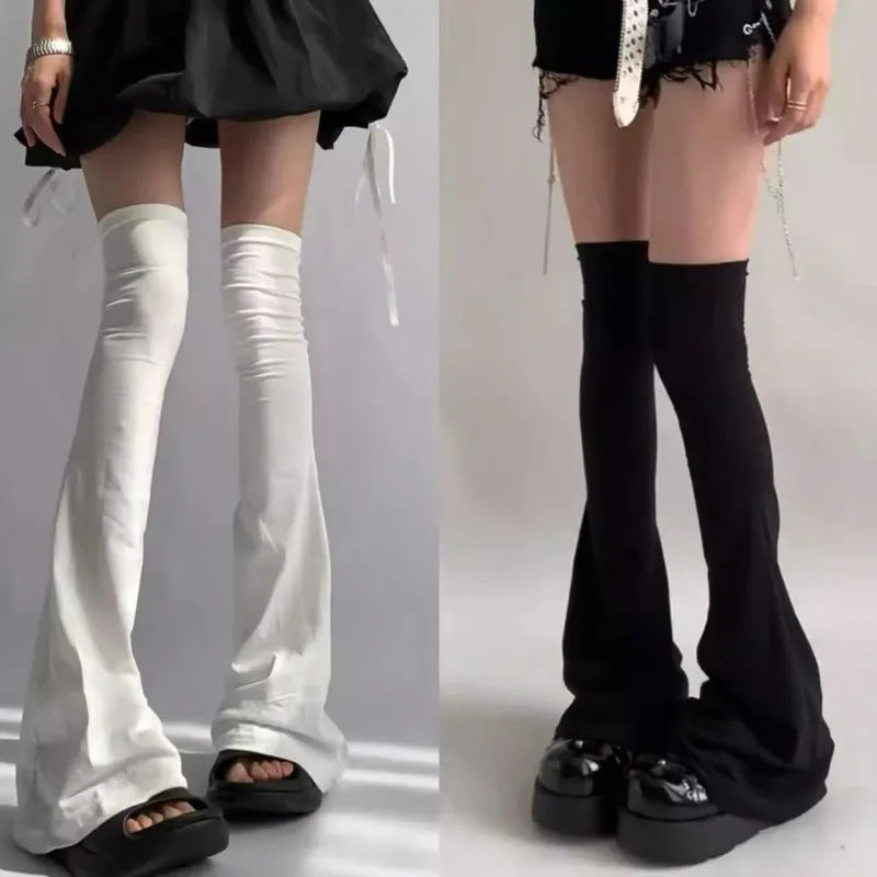 Solid Flared Knit Leg Warmers with Over Knee Shape