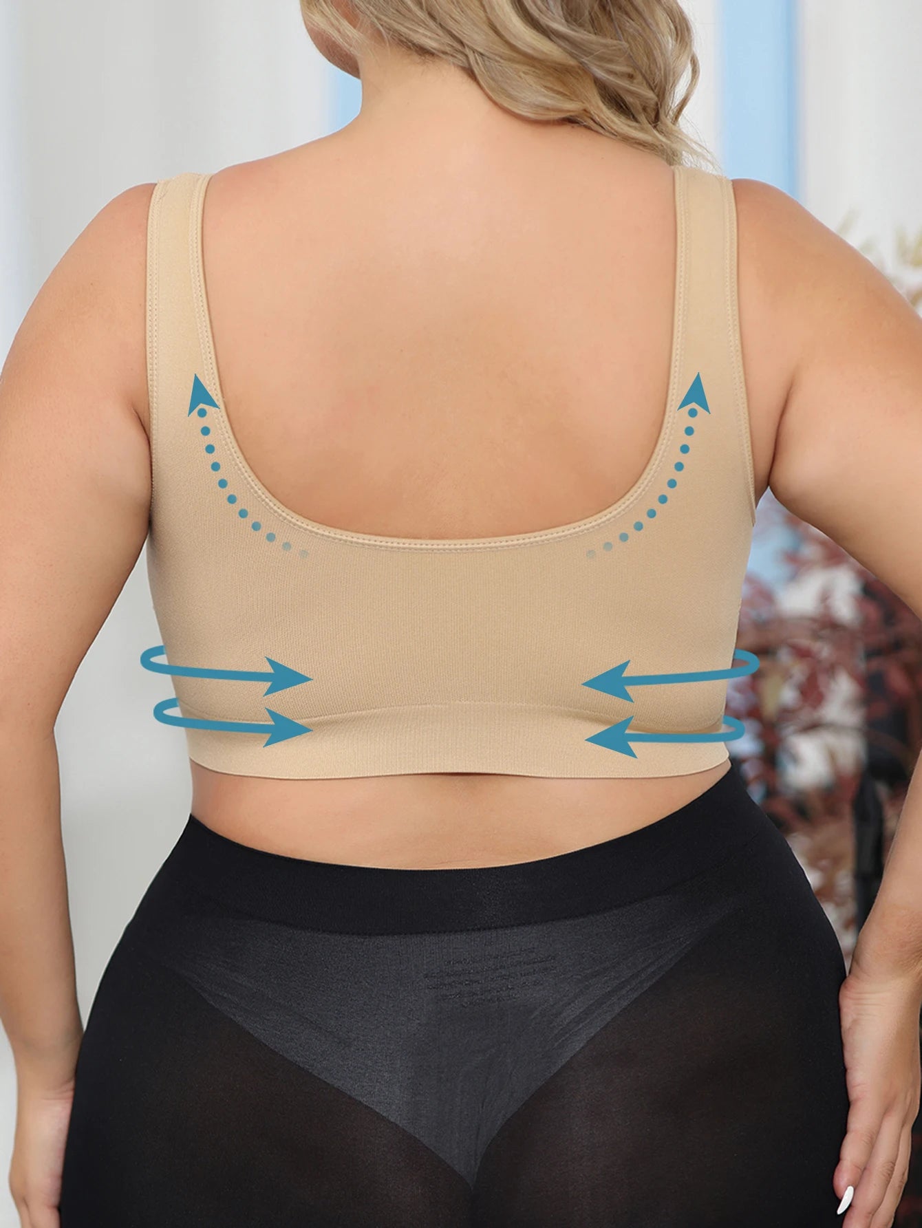 Women's Wide Strap Polyamide Blend Longline Bra with V Neck