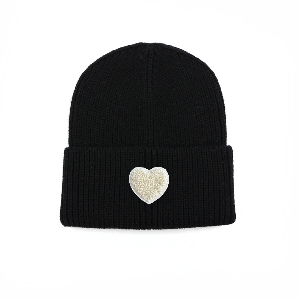 Children's Cotton Knitted Beanie with Patch Designs and Original Size Options