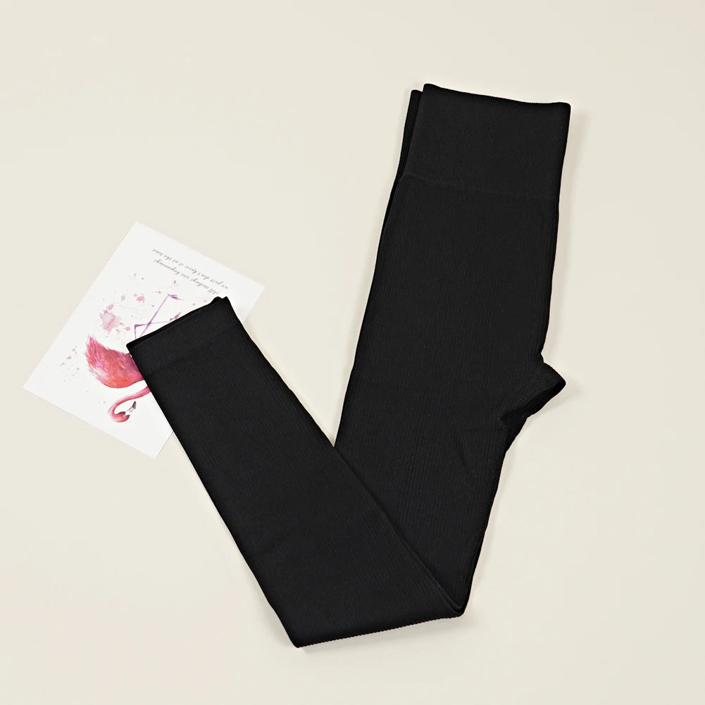 Women's Ribbed Full Length Leggings For Workout Outfits