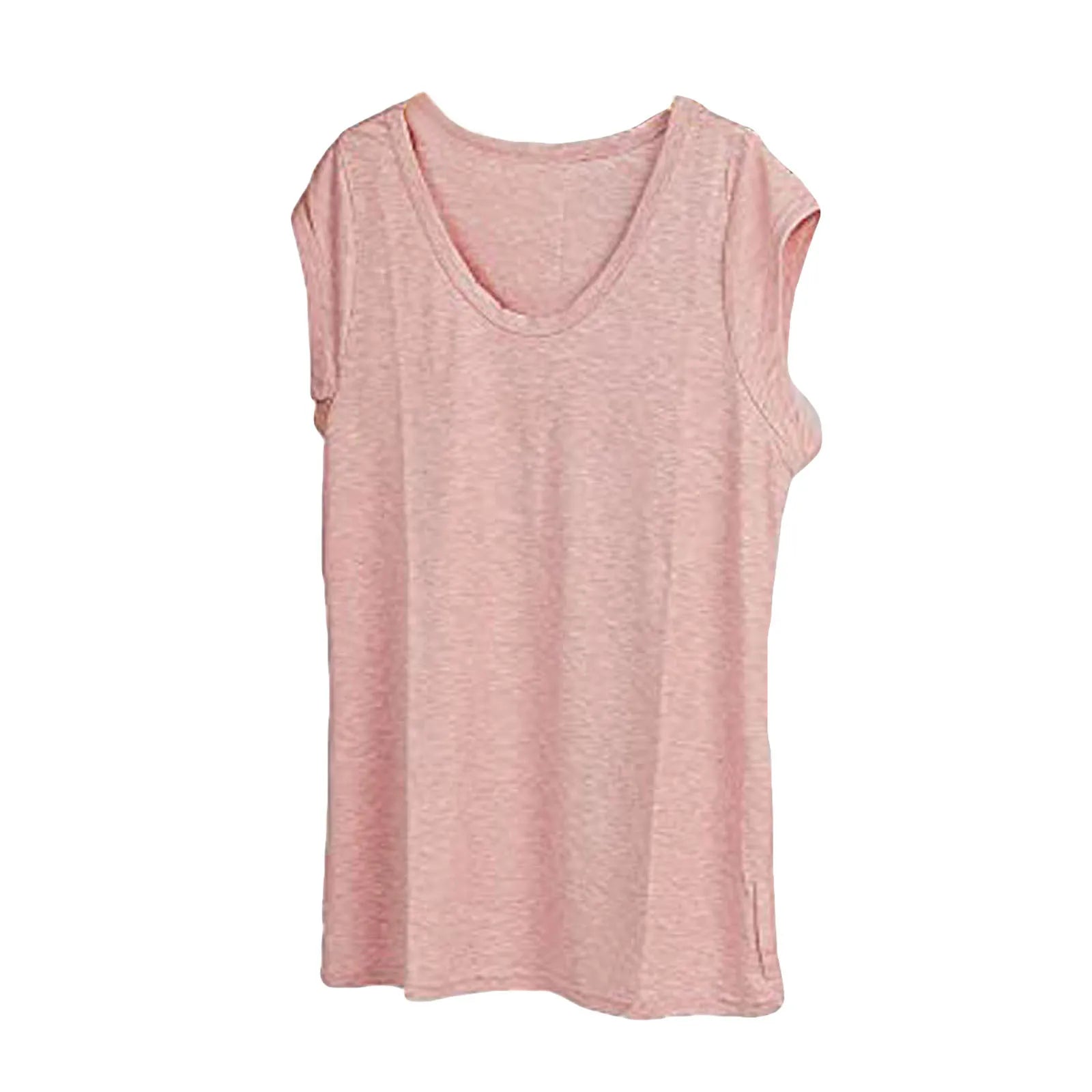 Women's V Neck Polyester Tank Top with Relaxed Sleeveless Cut