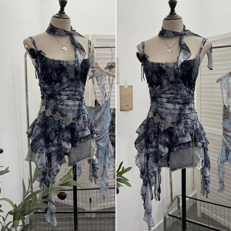 Women's Ruffled Polyester Camisole with Lace Trim and Asymmetric Style Options