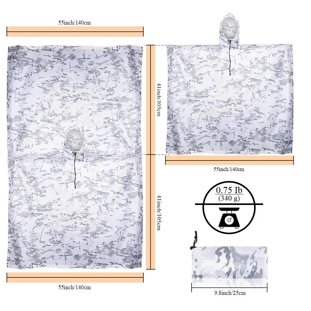 Camouflage Hooded Poncho for Layering over Tops and Dresses