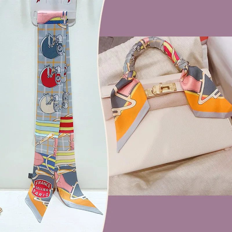 Printed Skinny Scarf for Neck and Bag Handle Styling