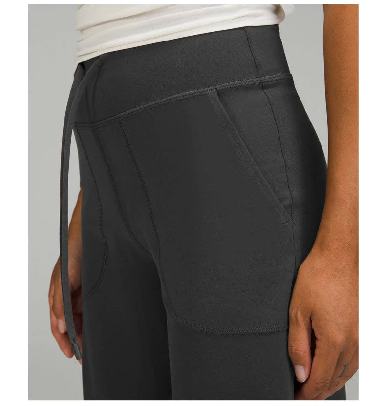 Women's High Waist Nylon Blend Wide Leg Pants for Casual Outdoor Outfits
