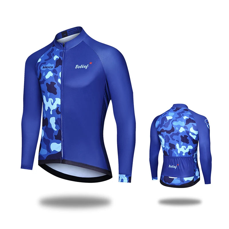 Mens Cycling Jersey Long Sleeve High Elastic for Spring Autumn Bike Riding and Outdoor Sports