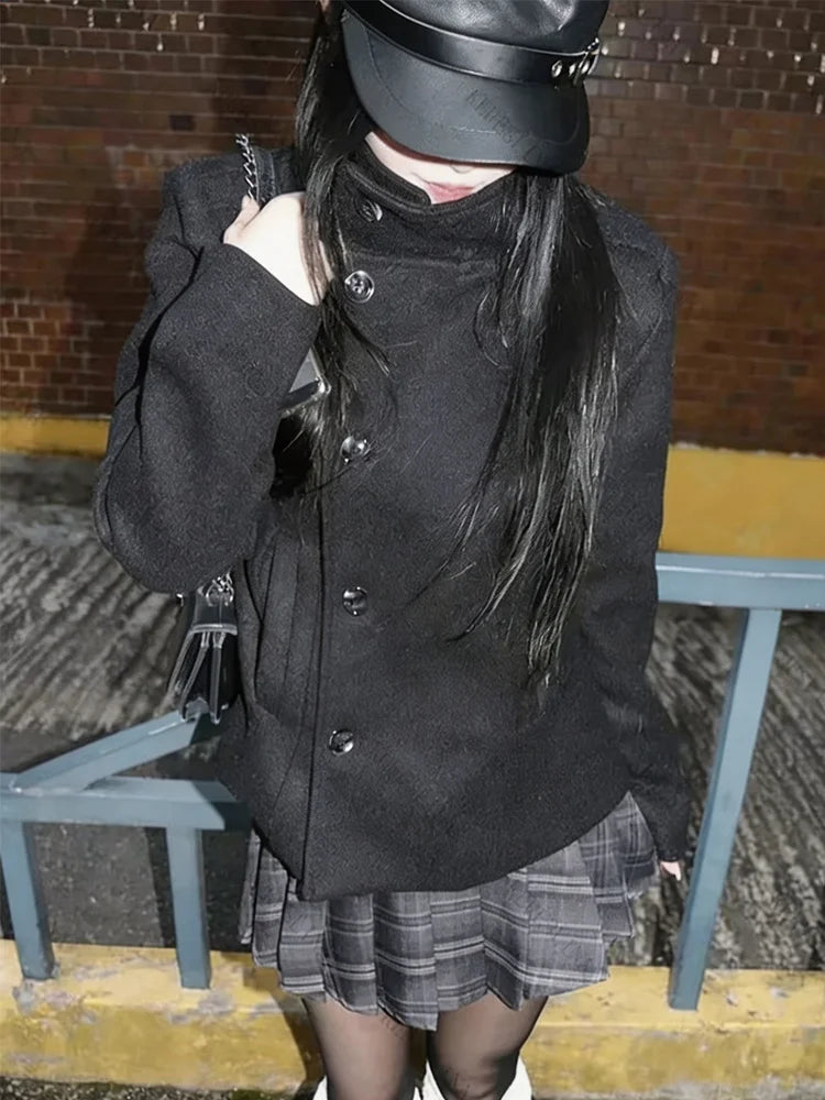 Long Sleeve Casual Coat with Extended Hem and Front Closure