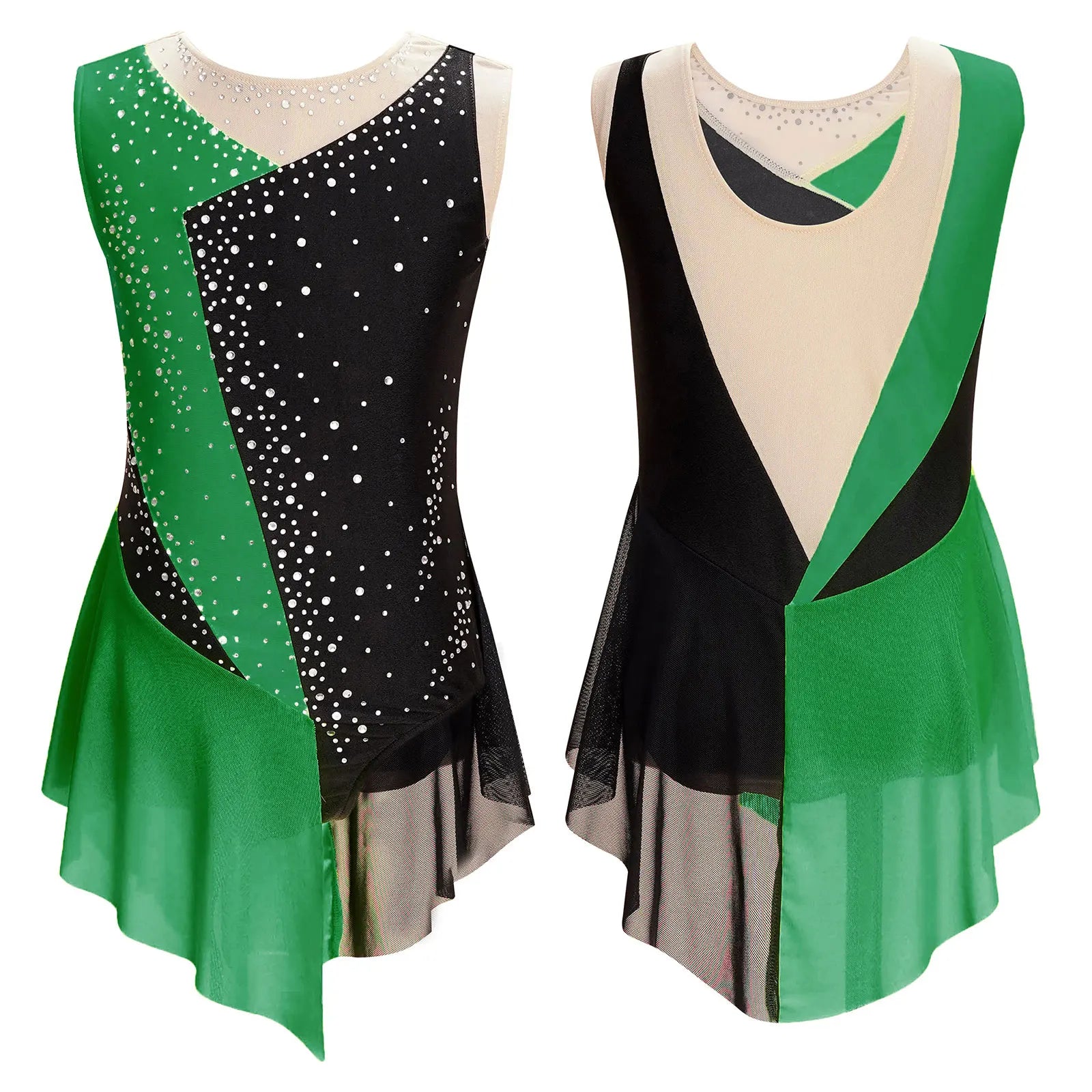 Girls' Lyrical Dance Costume Styles with Rhinestones and Skirted Outfit Options