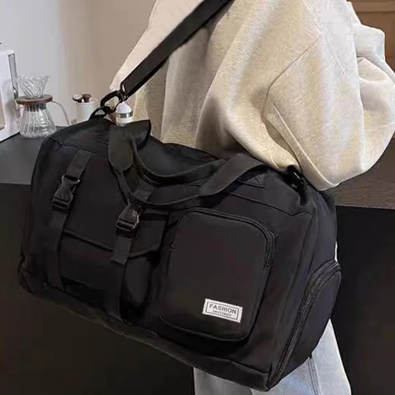 Travel Duffle Bag with Front Pockets and Shoulder Carry Strap
