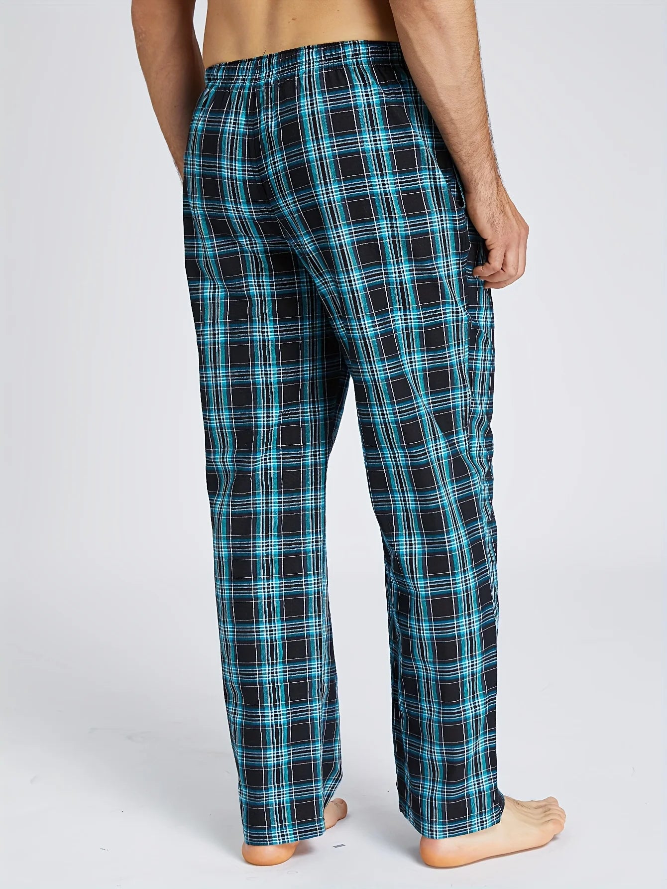 Men's Plaid Elastic Waist Straight Leg Lounge Pajama Pants