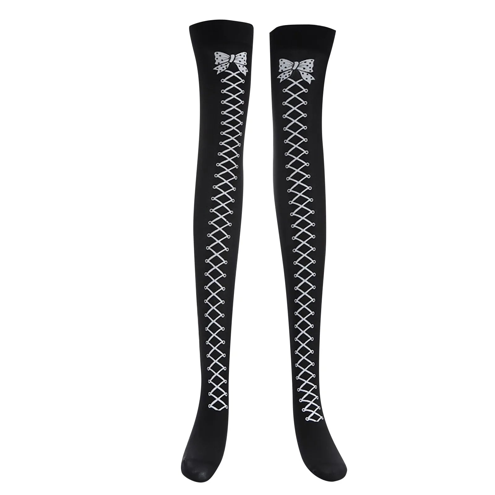 Patterned Knee High Stockings with Bat and Spiderweb Designs