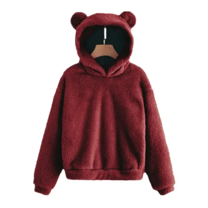 Bear Ear Long Sleeve Pullover Casual Hoodie for Layering